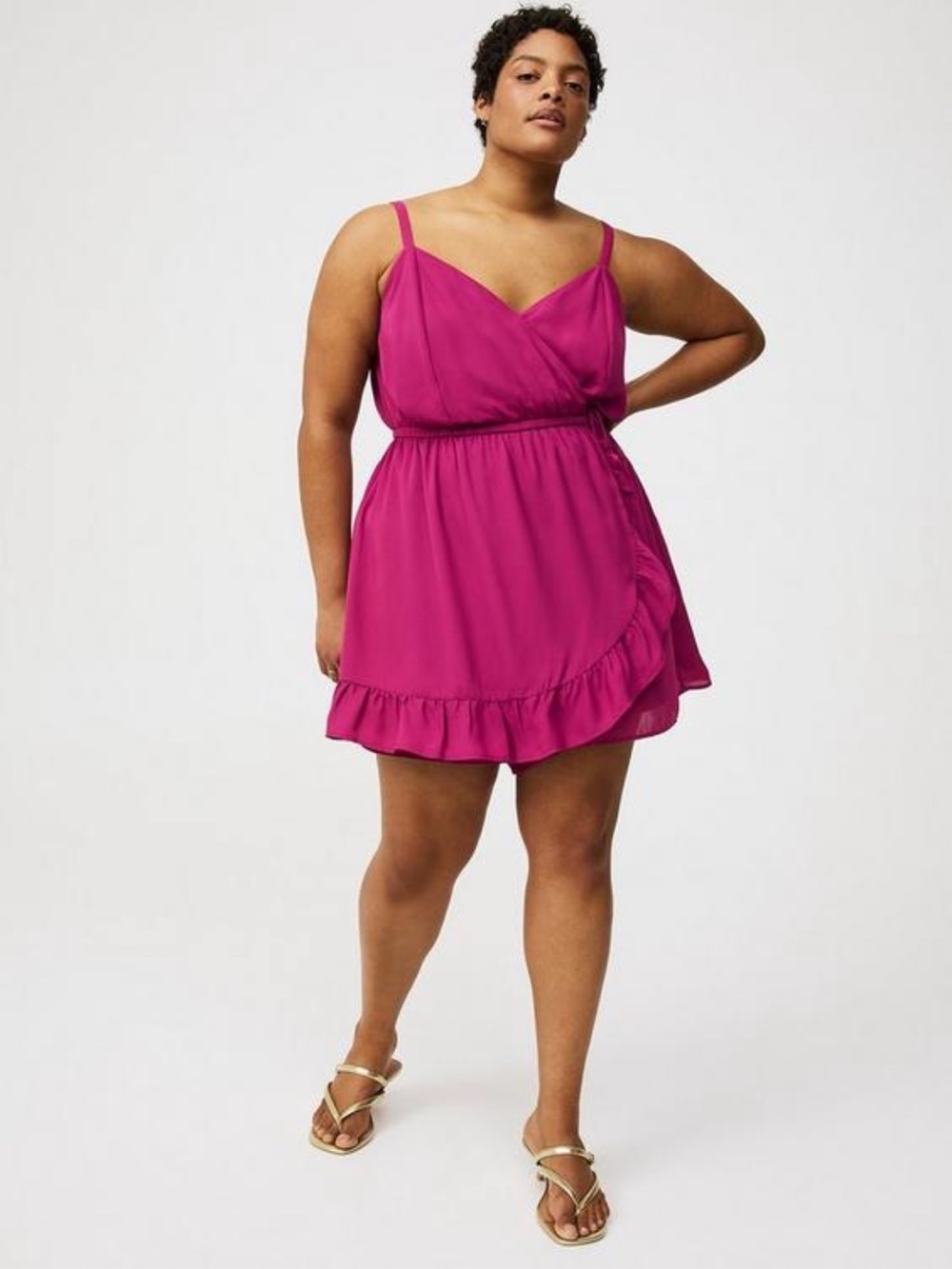 Torrid Pink Surplice Wrap Romper